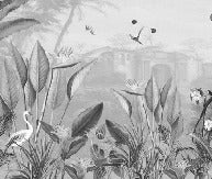 Black and white tropical mirage wallpaper