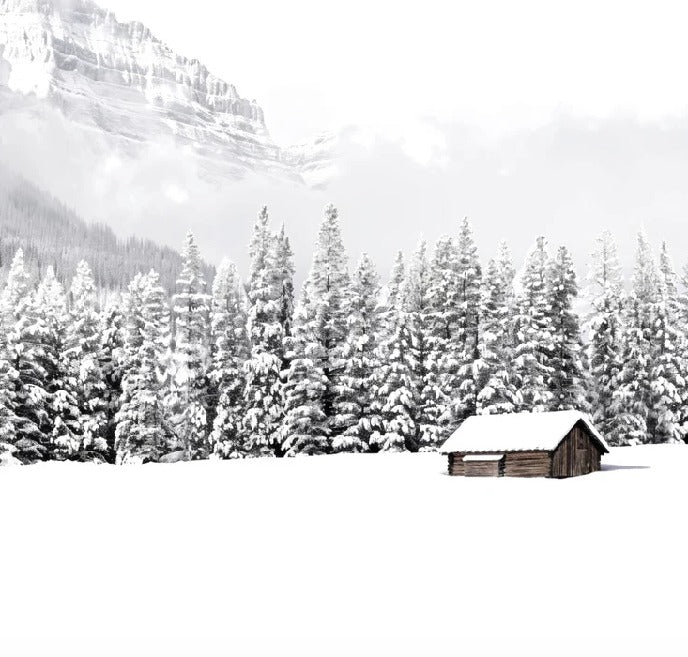 Panoramic mountain chalet wallpaper