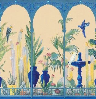 Panoramic tropical garden wallpaper