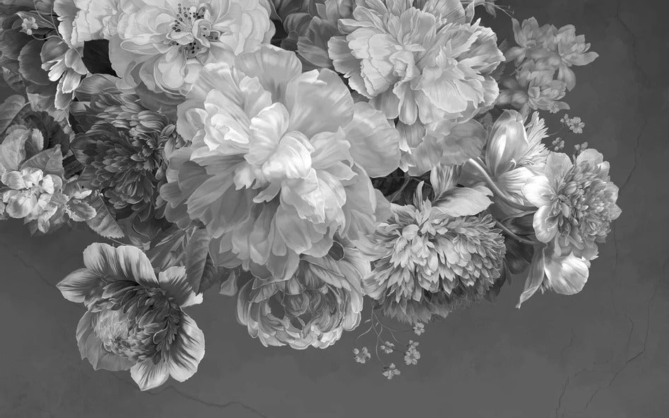Black and white peony flower wallpaper