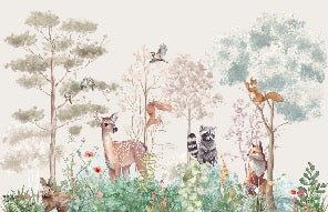 Children's bedroom wallpaper magic nature beige