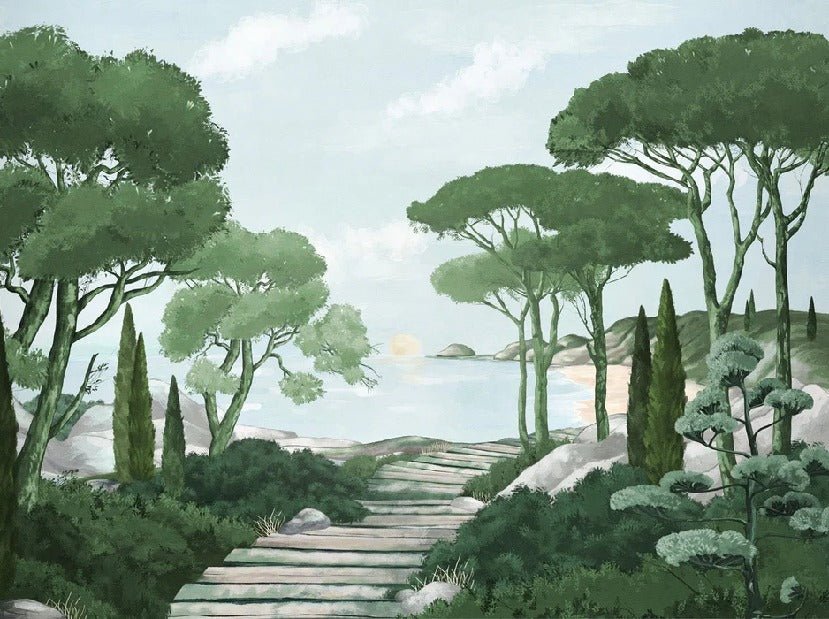 Stroll in the calanques wallpaper green