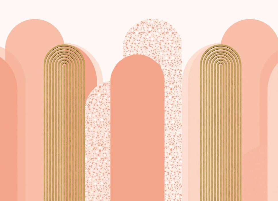 Graphic art deco wallpaper in pink
