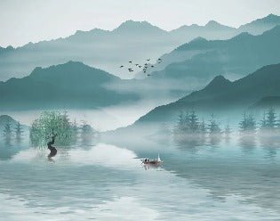 Wallpaper between mountain and lake