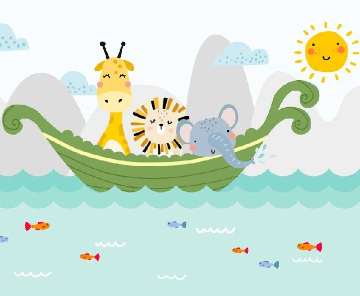 Baby room wallpaper boat animals