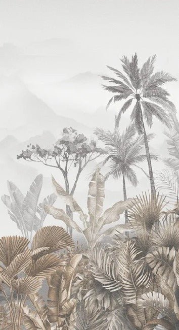 Papier peint wc tendance tropical sépia, XXL, tendance