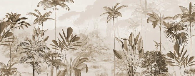 Panoramic jungle eden sepia wallpaper