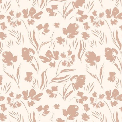 Powder beige floral wallpaper