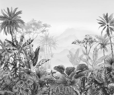 Tropical black and white wallpaper