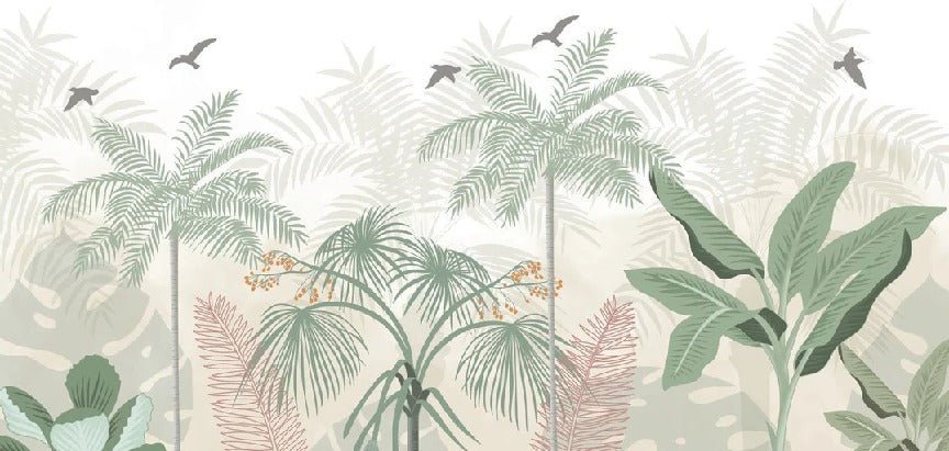 Panoramic pastel jungle wallpaper