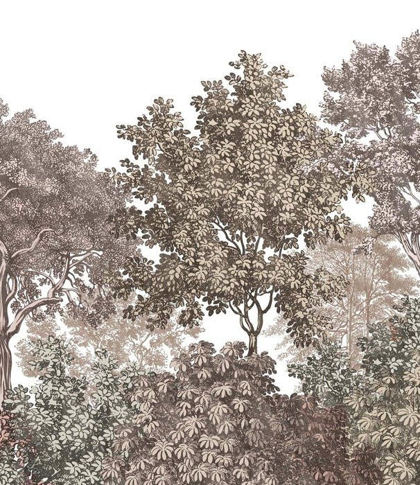 Landscape wallpaper forest engraving rosé