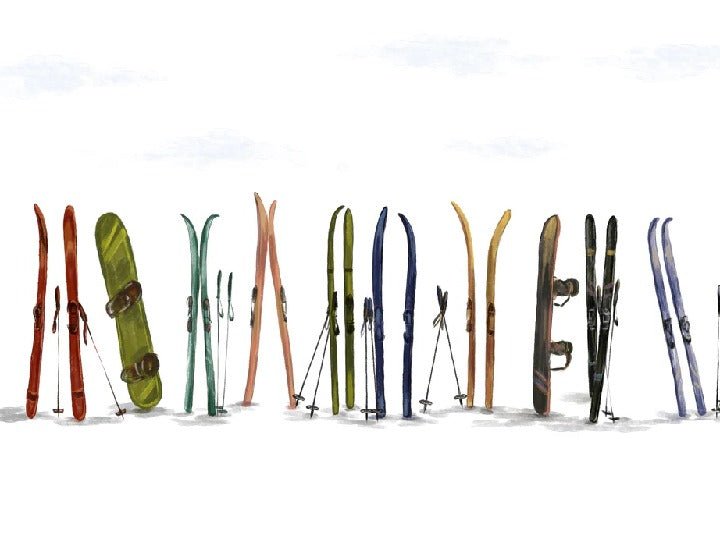 Colorful skis panoramic wallpaper