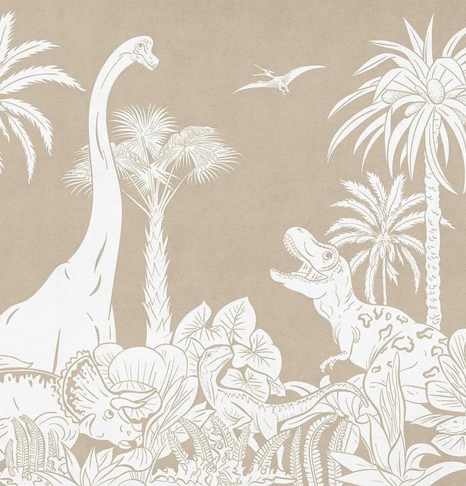 Monochrome beige dinos wallpaper