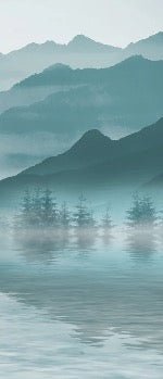 Wallpaper between mountain and lake