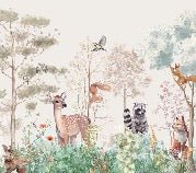 Children's bedroom wallpaper magic nature beige