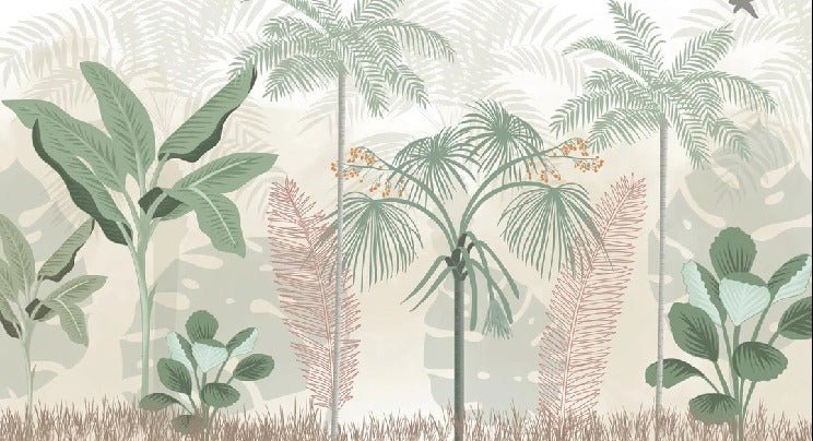 Panoramic pastel jungle wallpaper