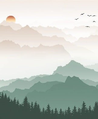 Mountain in mist wallpaper terracotta