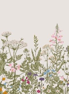 Romantic folk botanical flower wallpaper