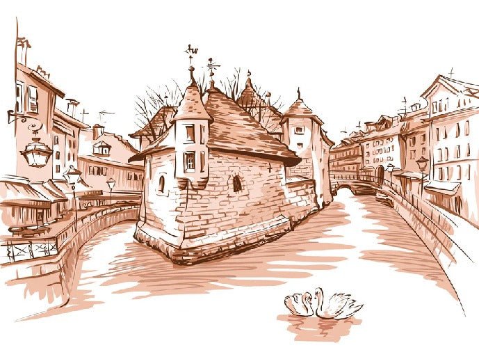 Papier peint Venise des Alpes terracotta, XXL, tendance