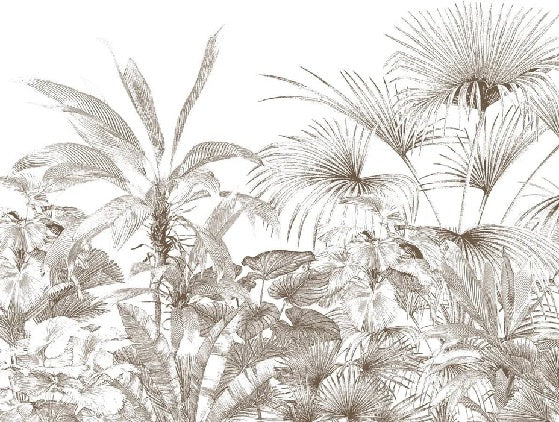Monochrome engraving tropical wallpaper