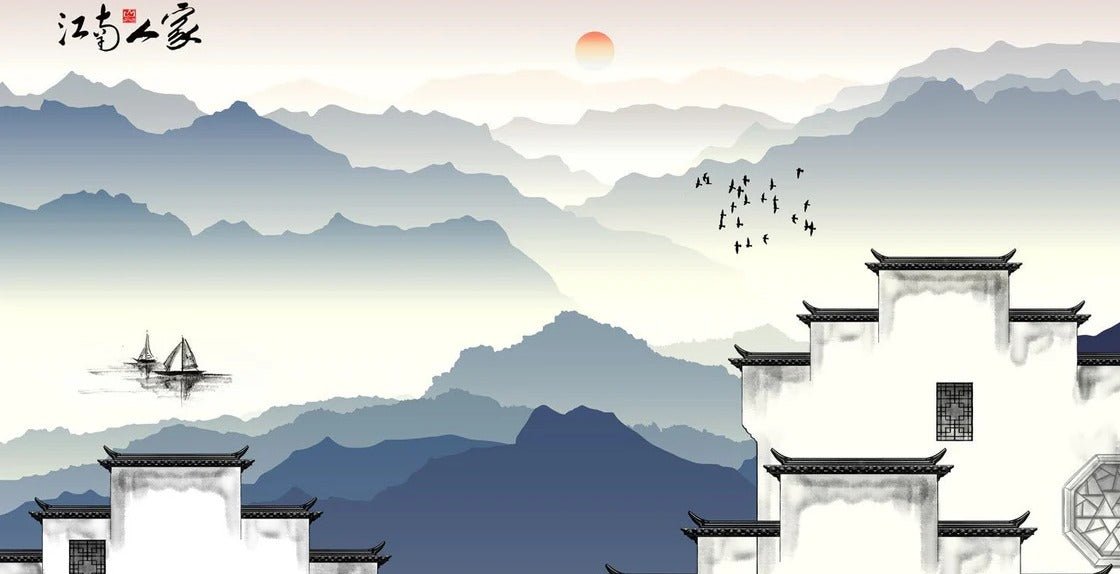 Zen deco panoramic wallpaper