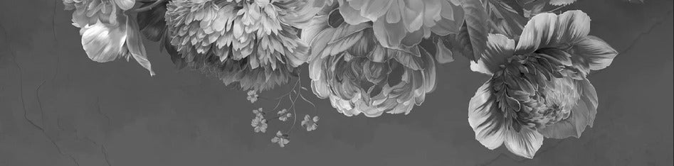 Black and white peony flower wallpaper