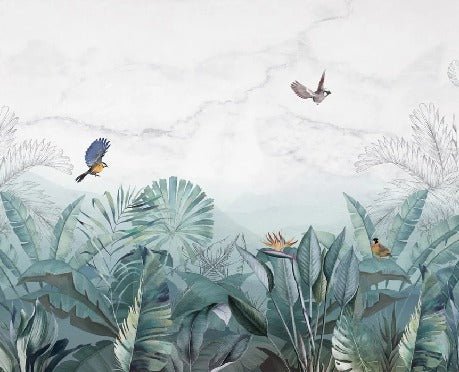 Blue marble jungle wallpaper