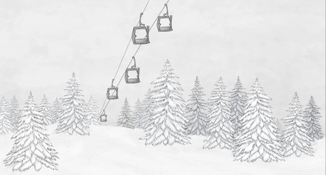 Black & white gondola mountain wallpaper