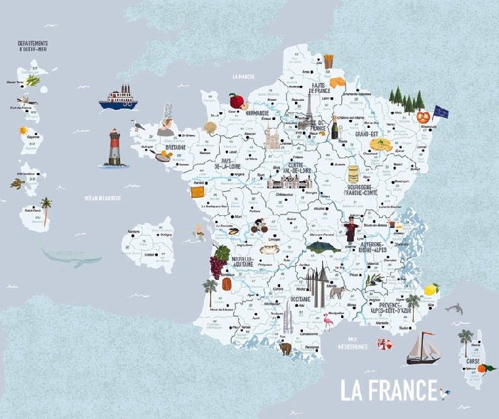 Children's map of France blue wallpaper