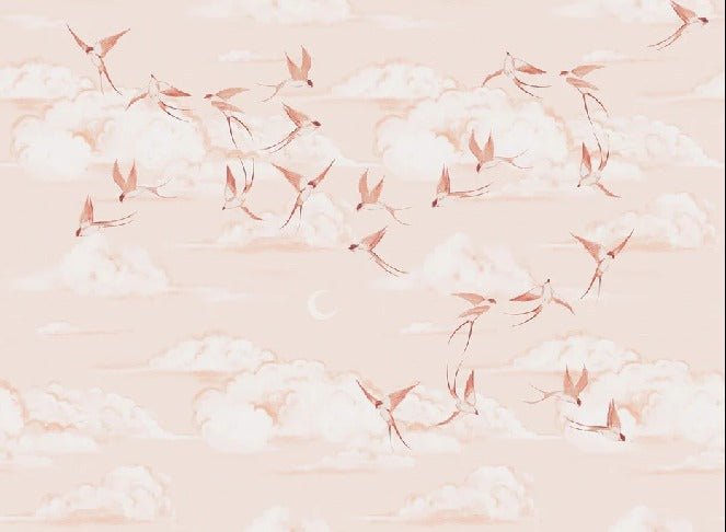 Terracotta poetic children's bedroom wallpaper