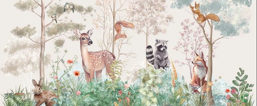 Beige magical nature children's bedroom wallpaper