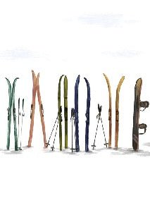 Panoramic wallpaper colorful skis