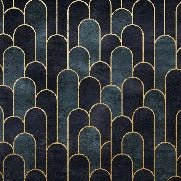 Dark blue chic bathroom wallpaper