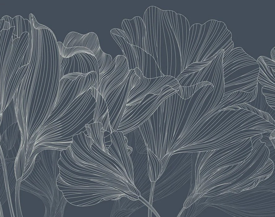 Blue waltz of flowers panoramic wallpaper