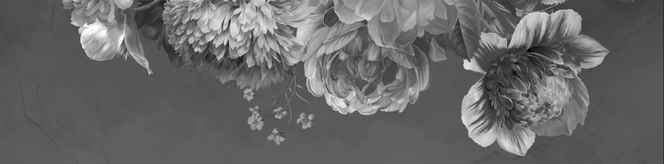 Black and white peony flower wallpaper