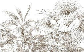 Monochrome engraving tropical wallpaper