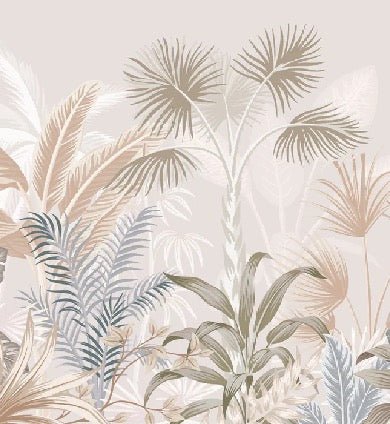 Panoramic terracotta jungle wallpaper