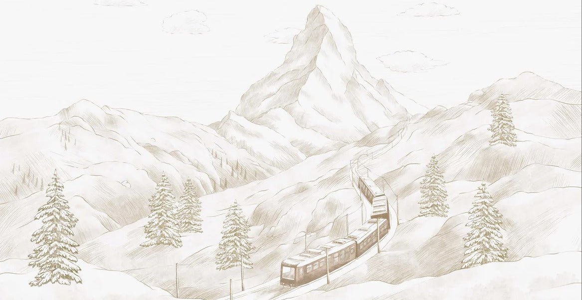 Panoramic Matterhorn sepia wallpaper