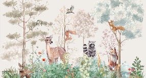 Children's bedroom wallpaper magic nature beige