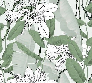 Bathroom wallpaper foliage nature green flower NB