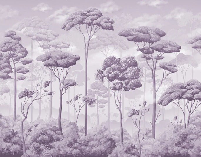 Panoramic wallpaper pine forest voluptuous purple