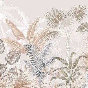 Panoramic terracotta jungle wallpaper