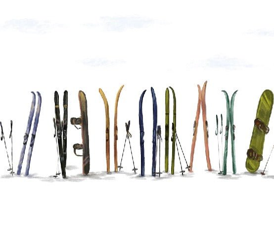 Colorful skis panoramic wallpaper