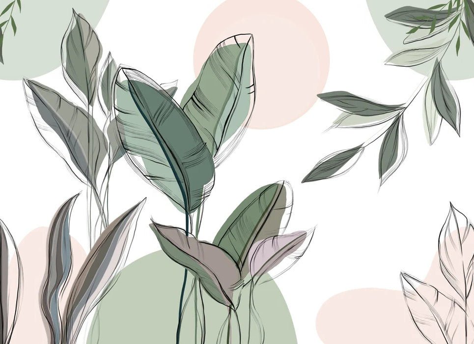 Green graphic plant panoramic wallpaper