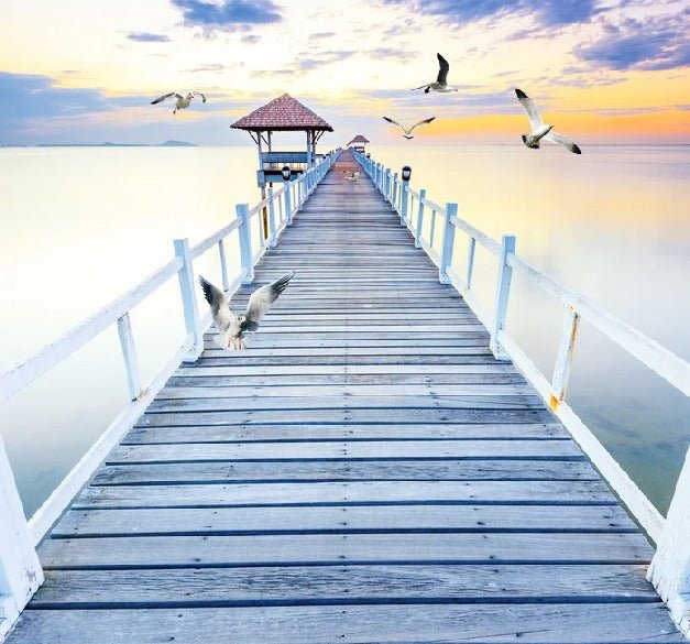 Trompe l'oeil wallpaper Pontoon sea view