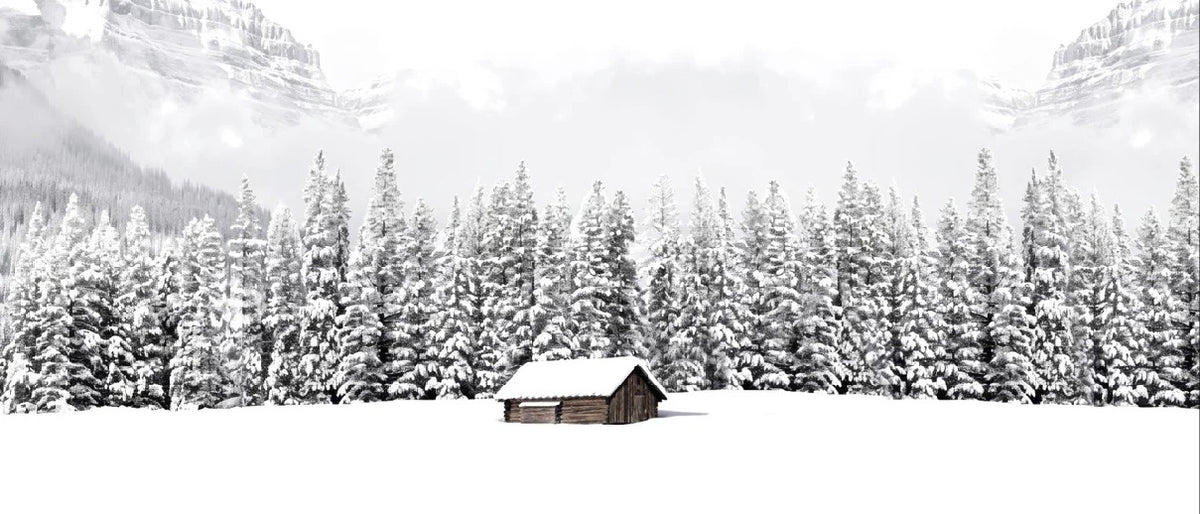 Panoramic mountain chalet wallpaper