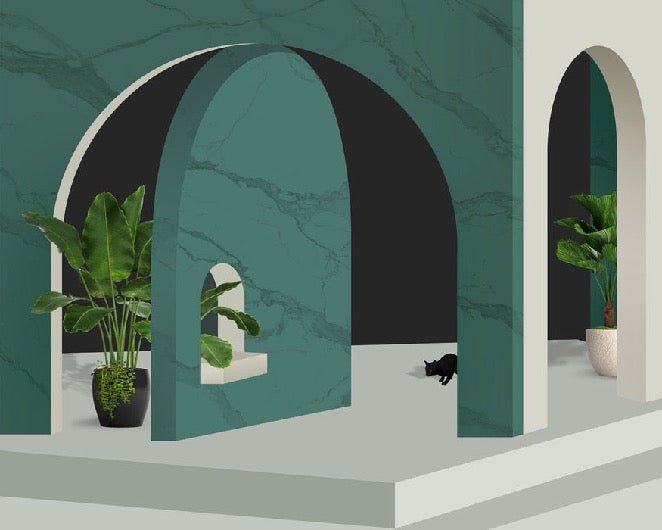 Hotel trompe l'oeil wallpaper