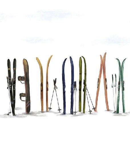 Panoramic wallpaper colorful skis