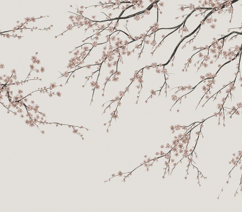 Sakura beige panoramic wallpaper