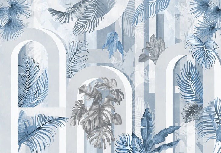 Trendy blue arch wallpaper